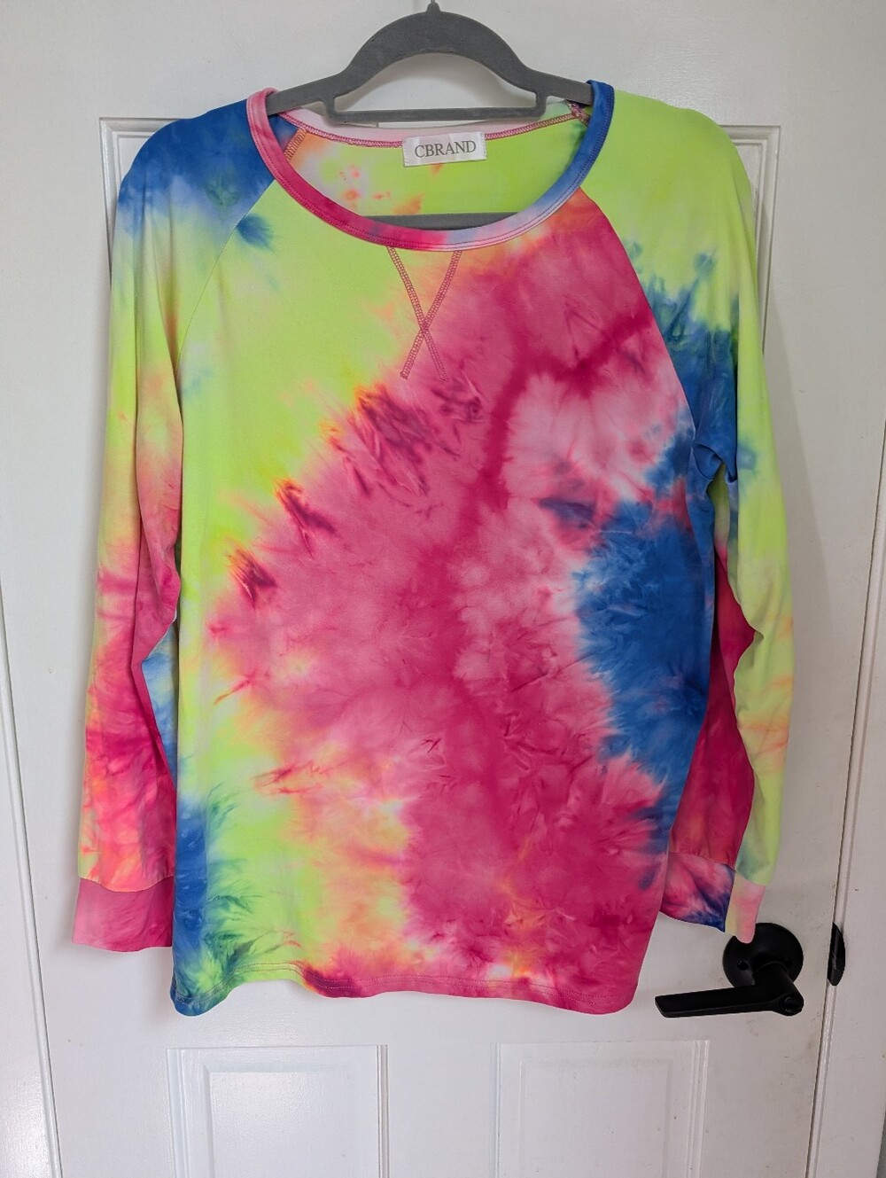 CBrand Tie-Dye Long Sleeve Top - Neon Pink, Lime & Blue With Matching Shorts